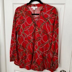 Skye's the Limit Red and Brown Chain Pattern Blouse size medium women’s